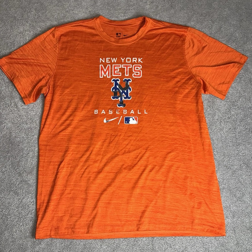 New York Mets Shirt Mens XL Orange MLB Baseball Nike Dri Fit Short Sleeve Tee